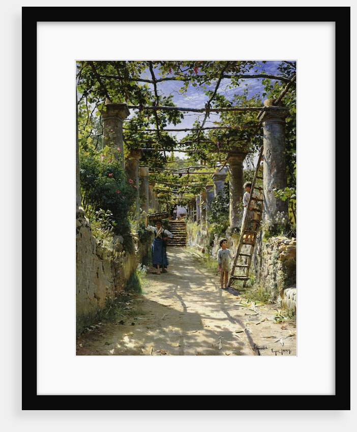 In the Shadow of an Italian Pergola, A Warm Afternoon in Anacapri, 1884 by Peder Monsted