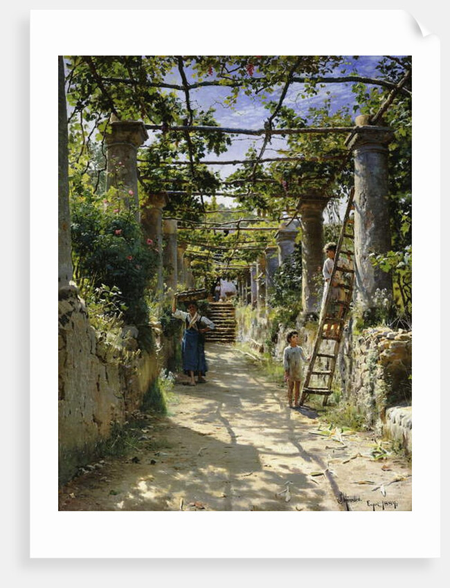 In the Shadow of an Italian Pergola, A Warm Afternoon in Anacapri, 1884 by Peder Monsted