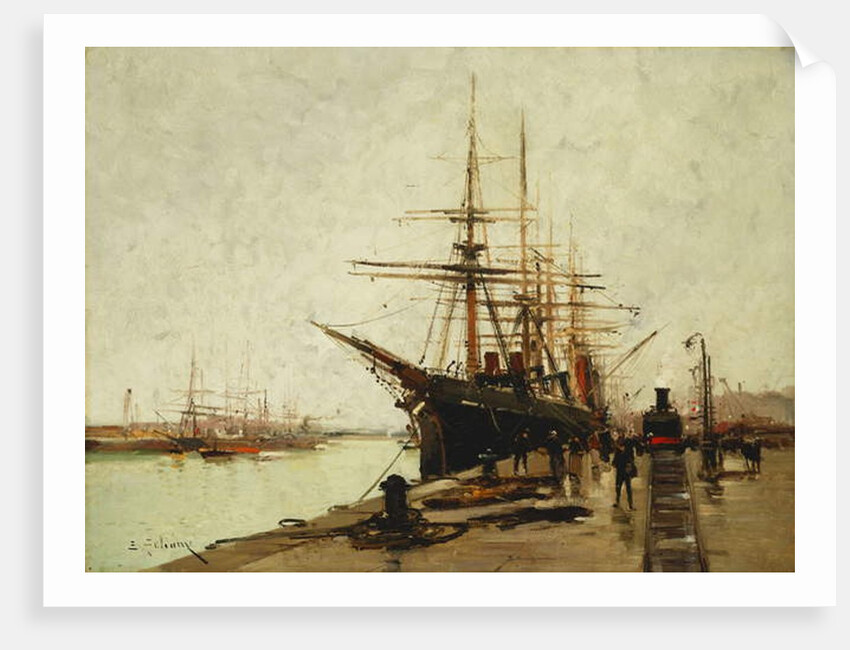 A Harbour, by Eugene (1854-1941) Galien-Laloue