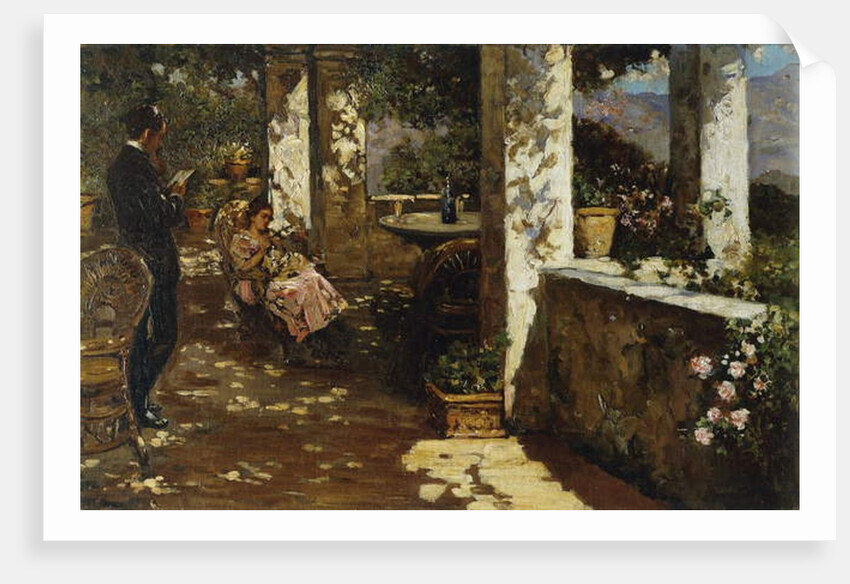 Resting on the Terrace by Luigi Rossi