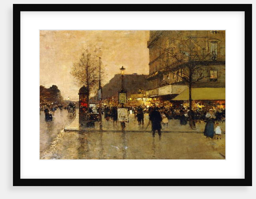 A Parisian Street Scene by Eugene Galien-Laloue