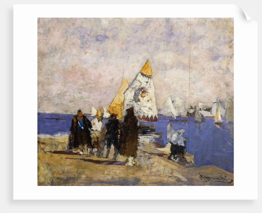 On the Quay, Chioggia by Mose Bianchi