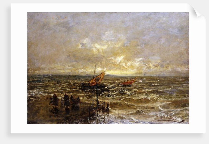 Sailing Boats off a Jetty, by Mose Bianchi