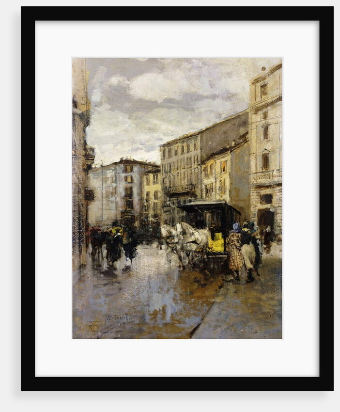 A Street Scene, Milan by Mose Bianchi