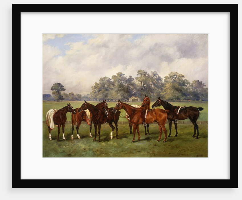 A Group of Polo Ponies, Dainty, Gold, Redskin, Miss Edge, and Piper, the Property of Sir Humphrey de Trafford, Bart, 1895 by Henry Frederick Lucas-Lucas