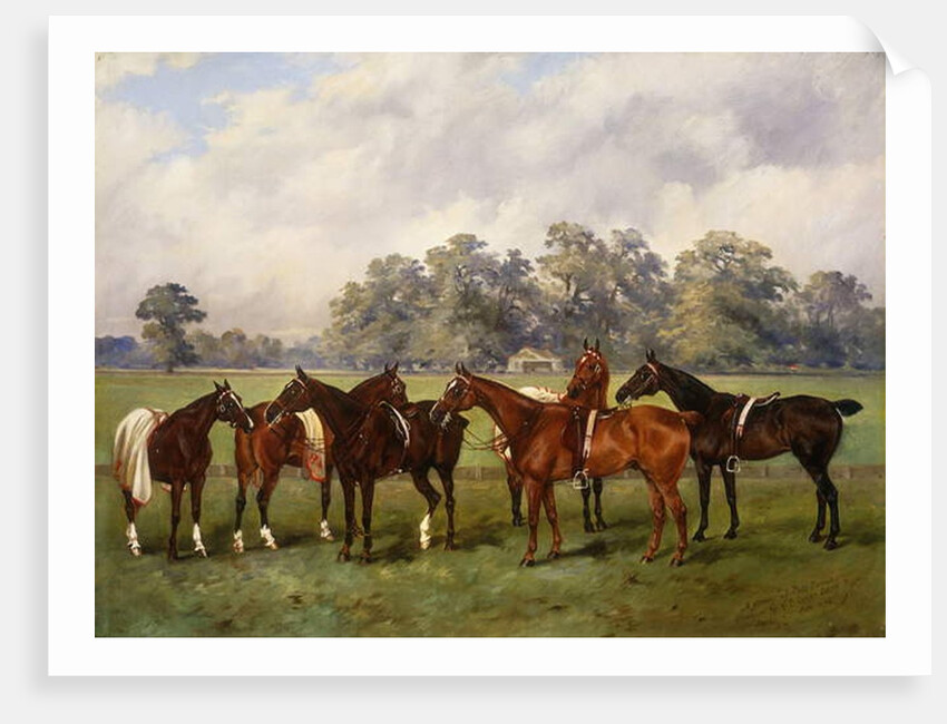 A Group of Polo Ponies, Dainty, Gold, Redskin, Miss Edge, and Piper, the Property of Sir Humphrey de Trafford, Bart, 1895 by Henry Frederick Lucas-Lucas