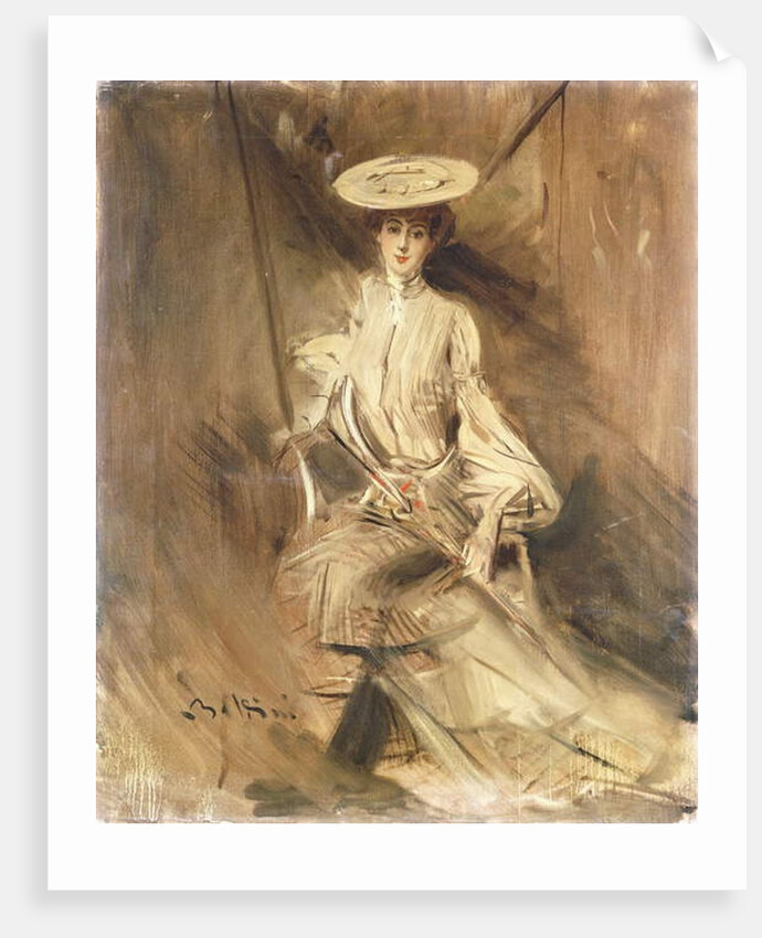 Portrait of a Lady, Seated, with a Parasol by Giovanni Boldini