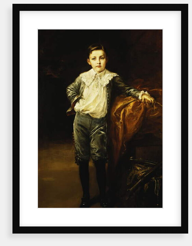 Portrait of a Master Eckstein, Standing full length, Leaning on a Draped Chest, 1902 by Frederich August Kaulbach