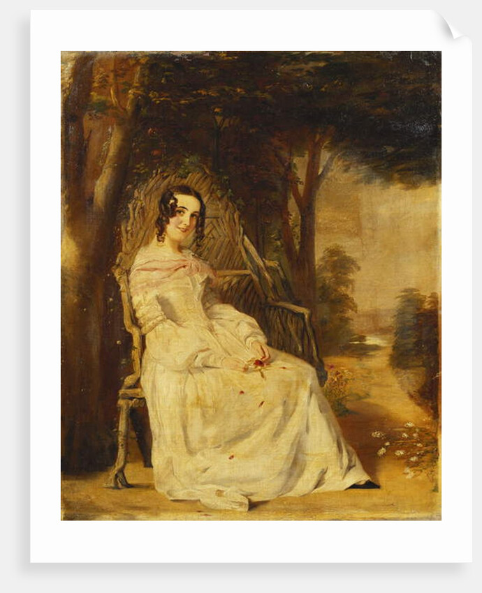 Portrait of Mary Freer Seated Small Full Length on a Garden Seat by William Powell Frith