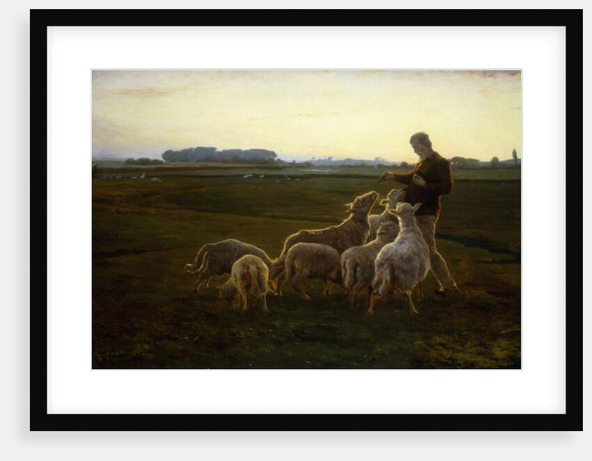 A Shepherd and his Sheep with Geese Beyond, 1896 by Carl Christian Ferdinand Wentorf