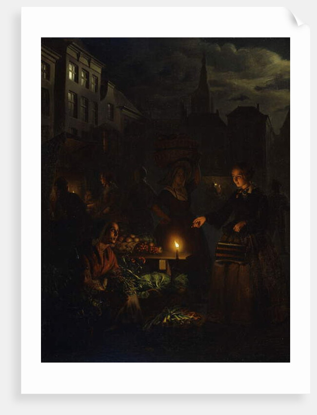 A Market Scene at Night, by Petrus van Schendel