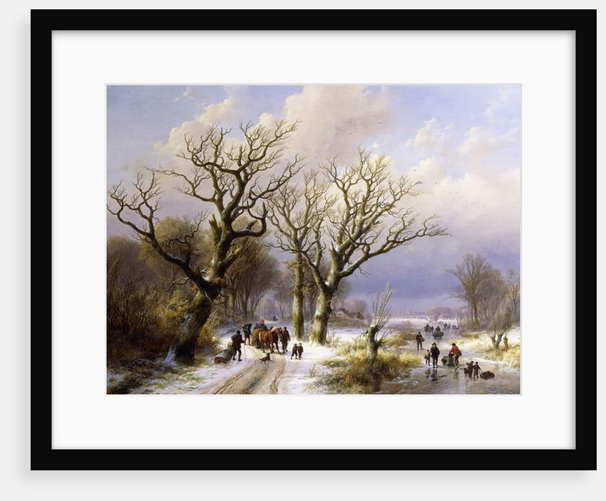 A Wooded Winter Landscape with Figures, 1863 by E.J. & Klombeck J.B. Verboeckhoven