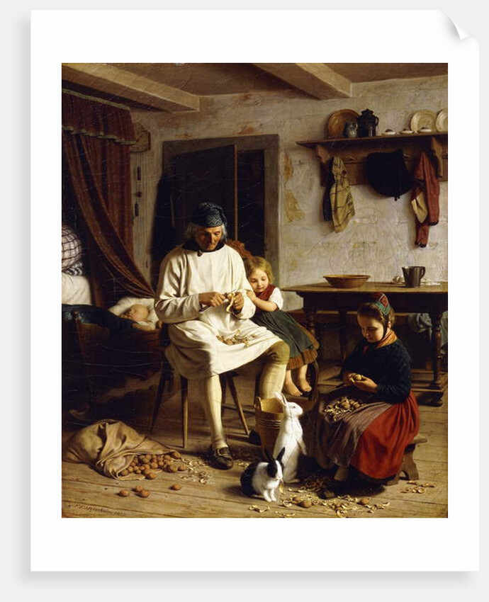 Family Chores, 1859 by Friedrich Edouard Meyerheim