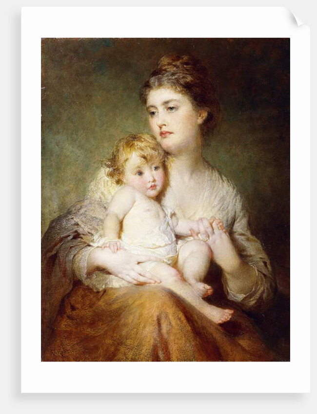 Portrait of the Duchess of St. Albans, with her Son, 1875 by George Elgar Hicks