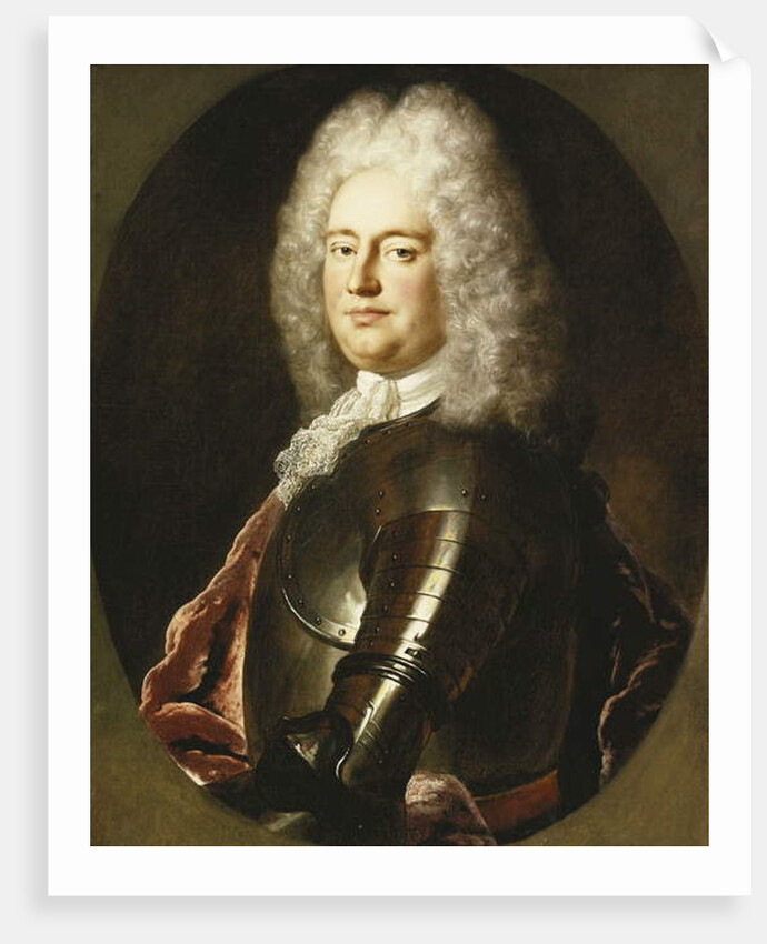 Portrait of a Gentleman, Half Length, in Armour, a White Jabot and Crimson Wrap, in a Painted Oval by Jean-Marc Nattier