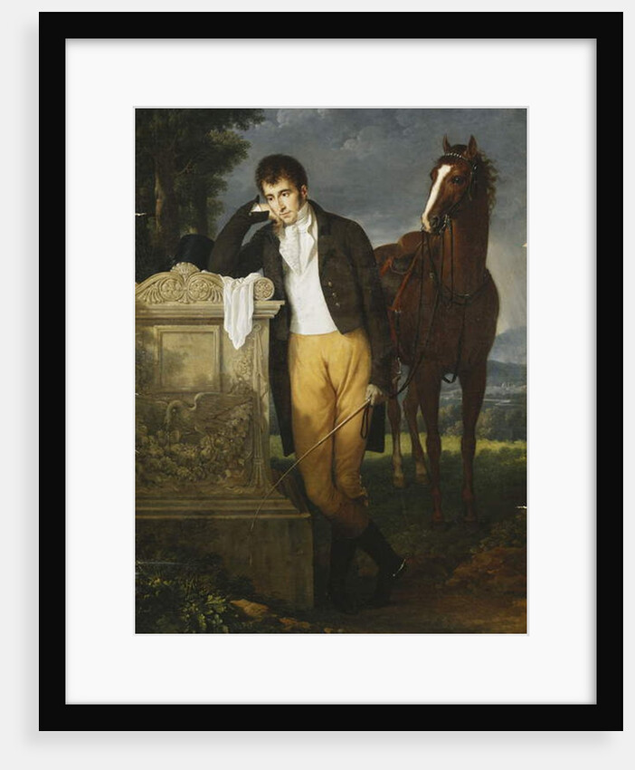 Portrait of Don Luigi Grimaldi, Prince of Santa Cruce, Marquis de Pietro Vajrana de Monaco et Genes, Leaning on the Tomb of His Fiancee Fanny, Marquise de Grimaldi, 1804 by Francois Xavier Fabre
