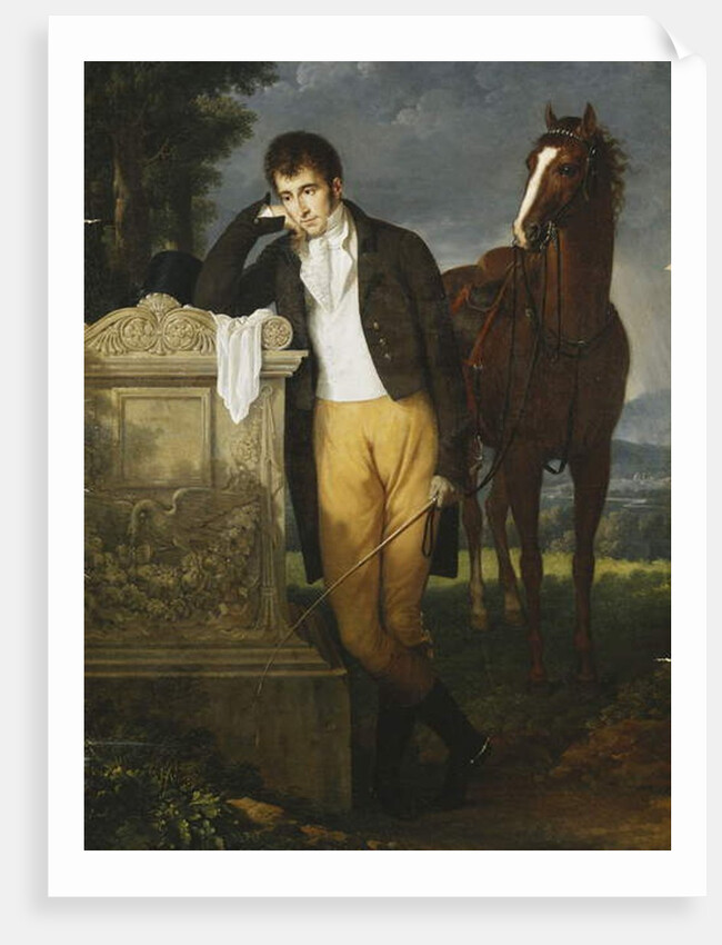 Portrait of Don Luigi Grimaldi, Prince of Santa Cruce, Marquis de Pietro Vajrana de Monaco et Genes, Leaning on the Tomb of His Fiancee Fanny, Marquise de Grimaldi, 1804 by Francois Xavier Fabre