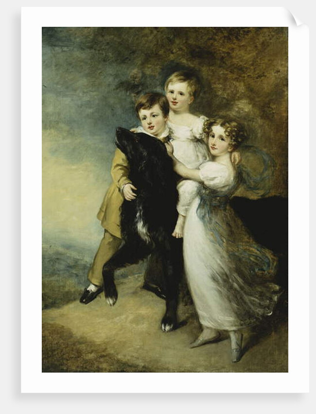 Three Children with a Dog in a Landscape by William Beechey