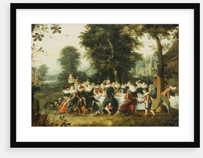 Elegant Figures Seated at a Banquet Table in a Wooded Clearing by Christoffel Jacobsz van der Lamen