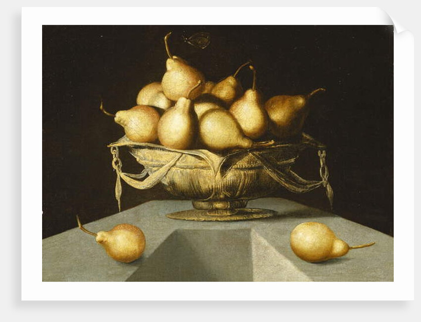 Pears in a Bowl on a Stone Plinth by Antonio Mohedano
