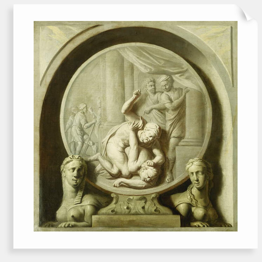 A Decorative Roundel with Odysseus Fighting the Beggar, and with Sphynxs by Jacob de Wit