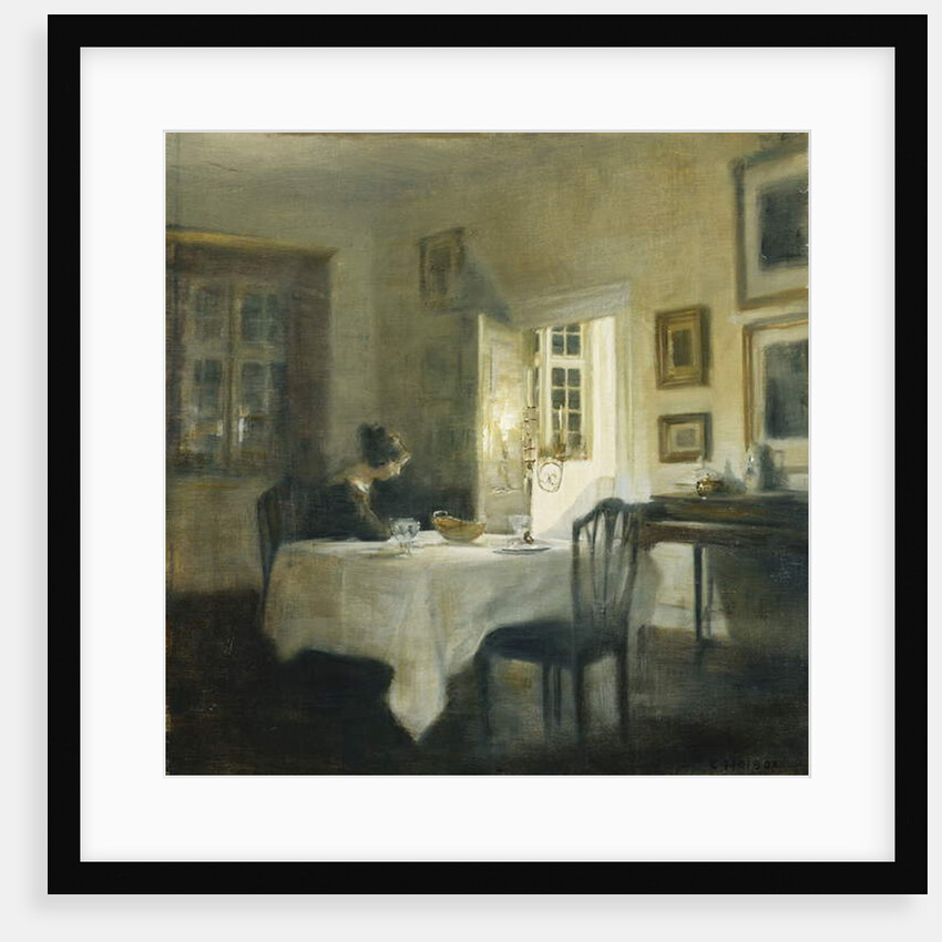 A Woman at a Table in a Dining Room by Carl Holsoe