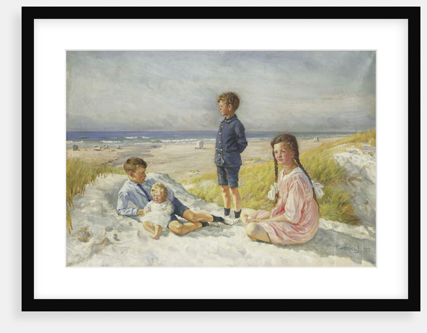 Erik, Else, Ove and Birthe Schultz on a Beach, 1919 by Gabriel Oluf Jensen