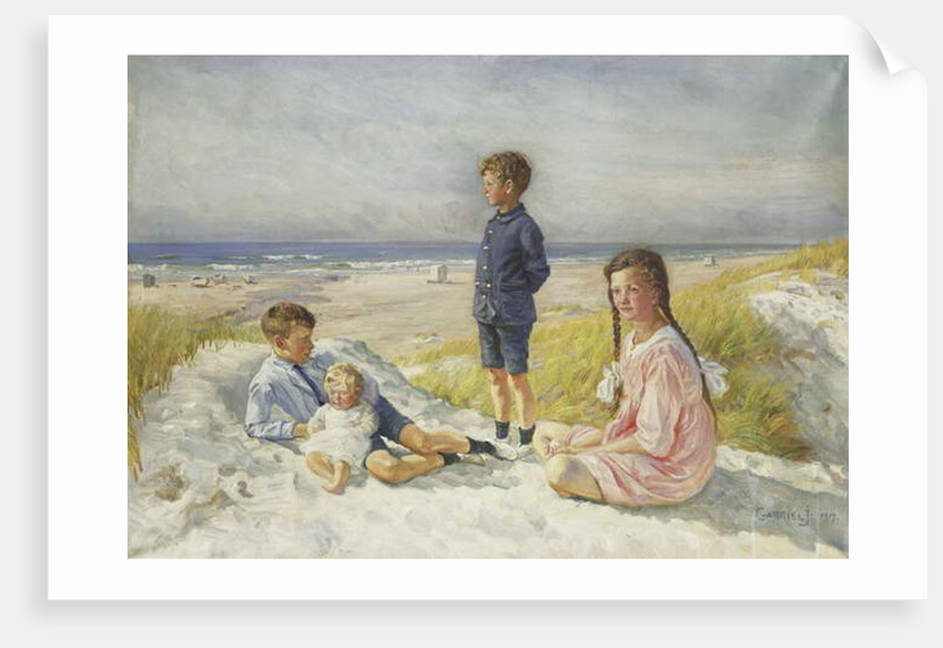 Erik, Else, Ove and Birthe Schultz on a Beach, 1919 by Gabriel Oluf Jensen