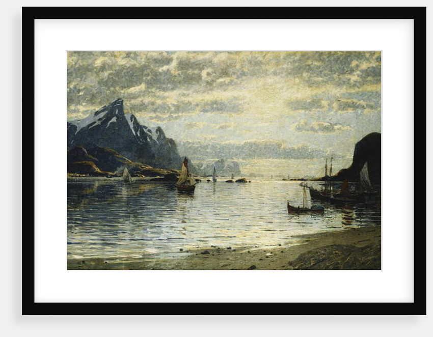 A Fjord Scene with Sailing Vessels by Adelsteen Normann