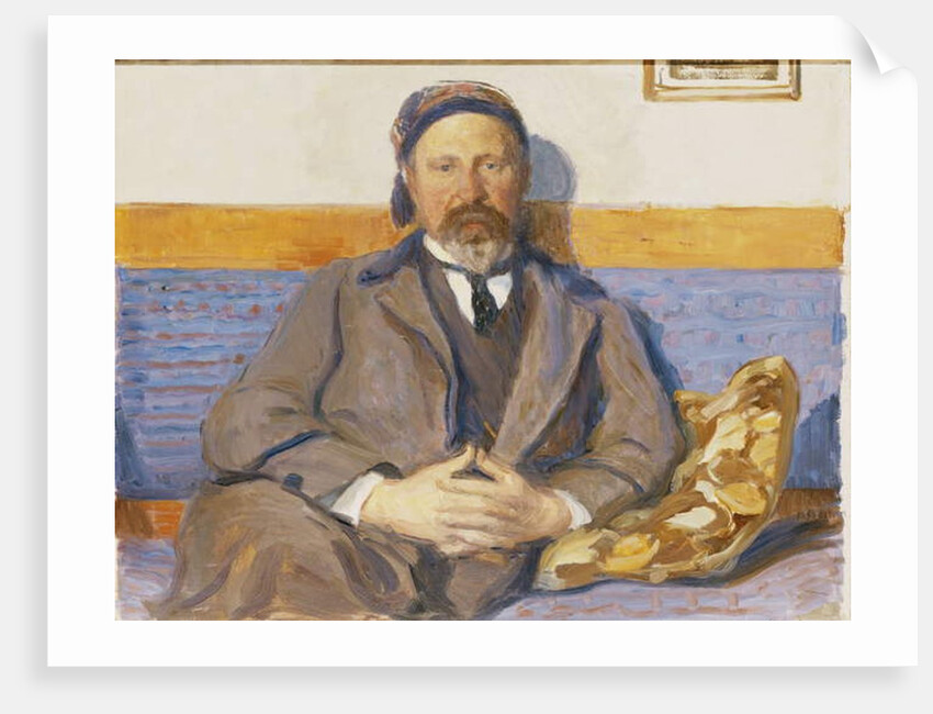 A Portrait of the Artist's Husband George Pauli Seated on a Sofa by Hanna Pauli