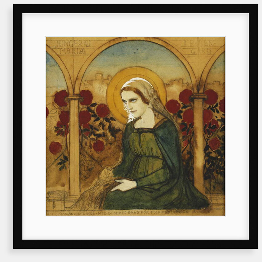 The Virgin Mary in the Rosegarden; Jungfru Maria i Rosengard by Albert Gustaf Aristides Edelfelt