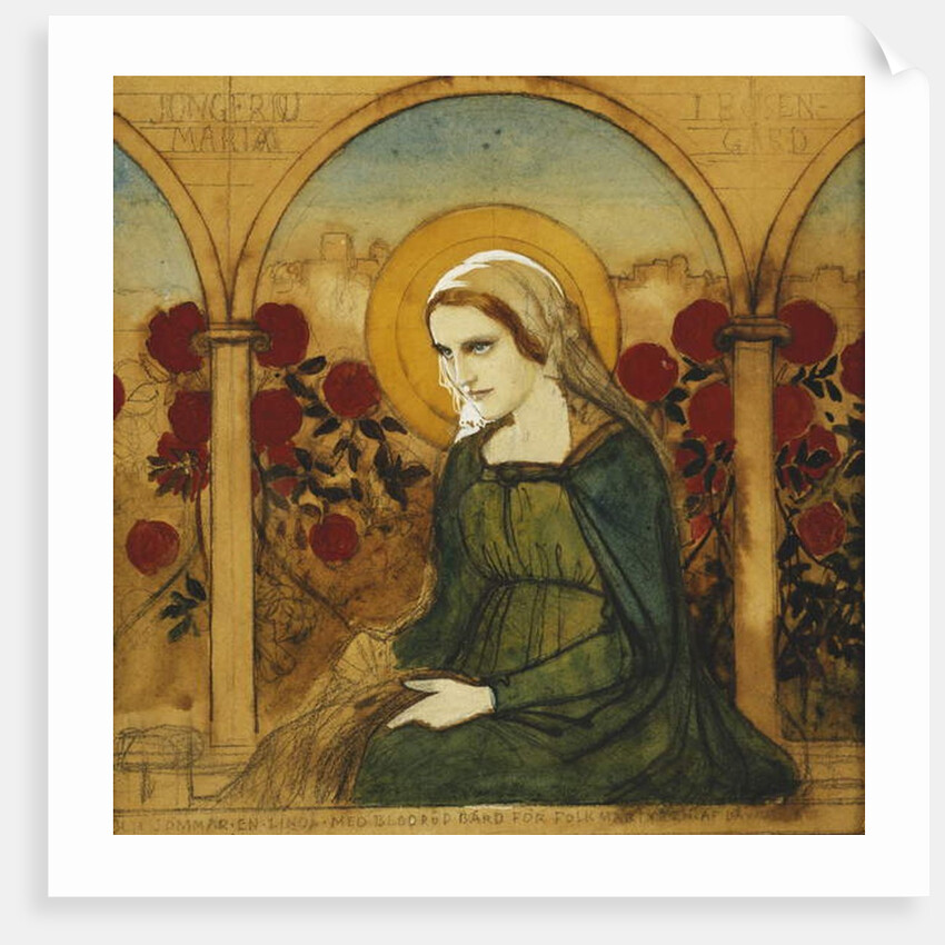 The Virgin Mary in the Rosegarden; Jungfru Maria i Rosengard by Albert Gustaf Aristides Edelfelt