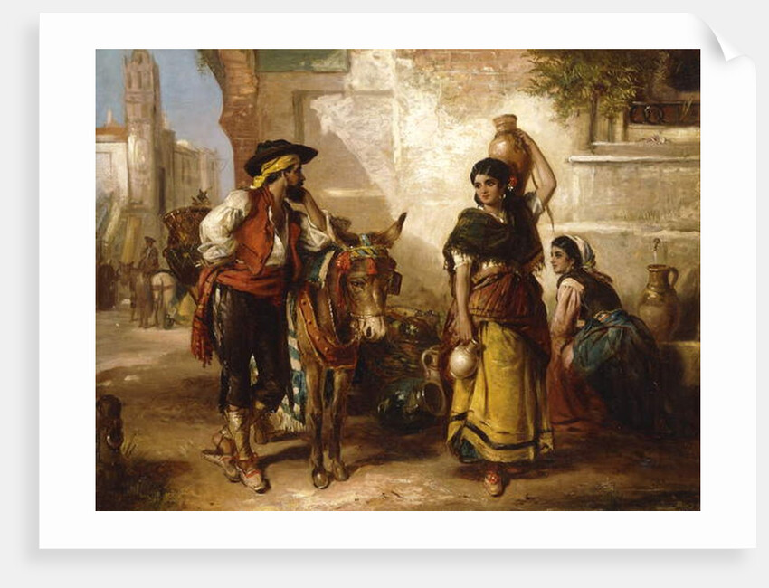 A Chat at the Fountain, Seville by Thomas Kent Pelham