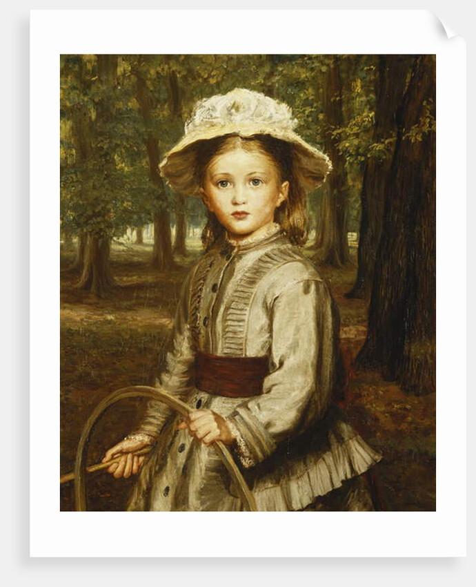 A Young Girl Playing with a Hoop by Frederick Bacon Barwell