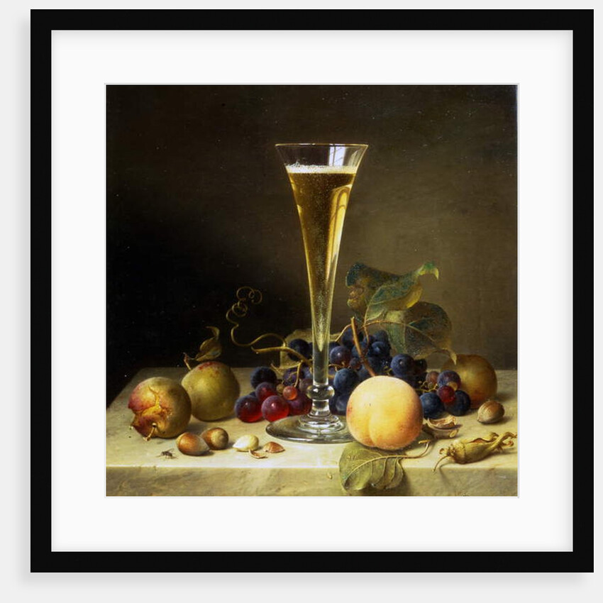 Still Life with a glass of champagne, 1855 by Johann Wilhelm Preyer