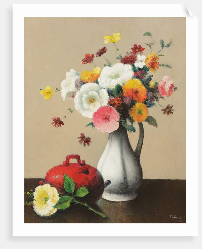 White vase and red box by Felix Elie Tobeen