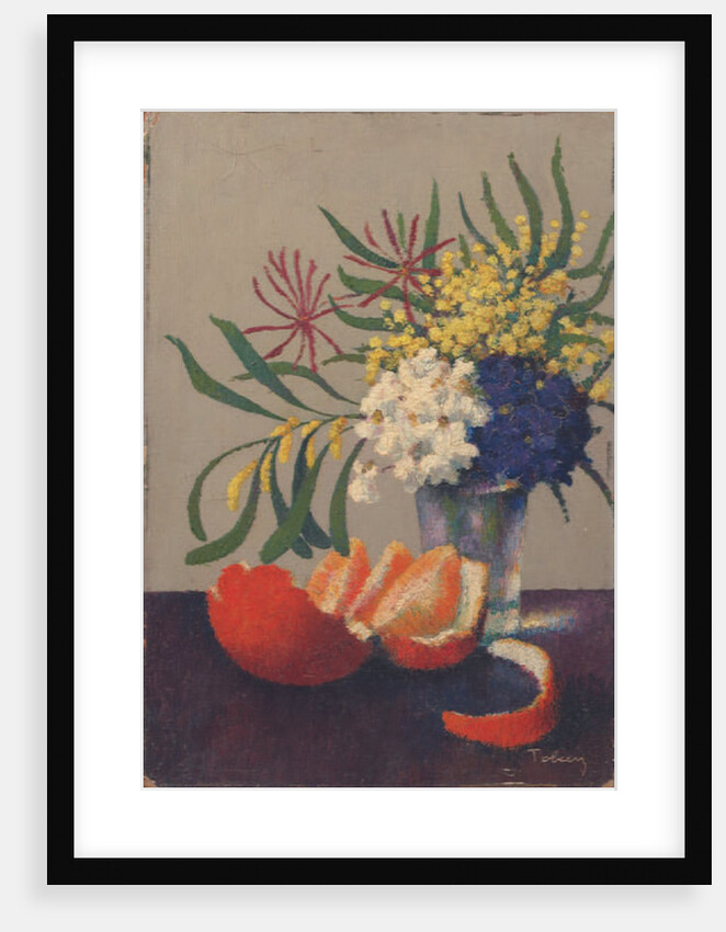 Still Life with Flowers and an Orange by Felix Elie Tobeen
