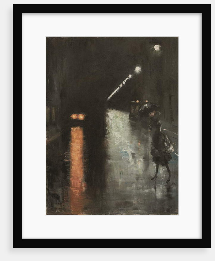 Street scene in Berlin at night, c.1920 by Lesser Ury