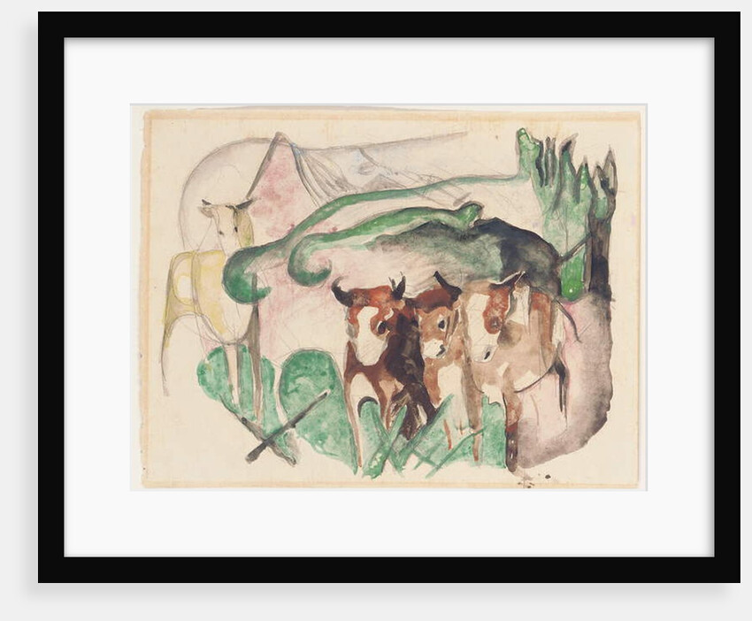 Animals in a landscape, 1913 by Franz Marc