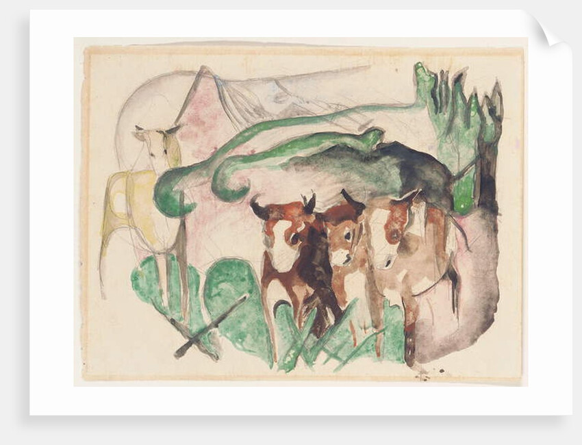 Animals in a landscape, 1913 by Franz Marc