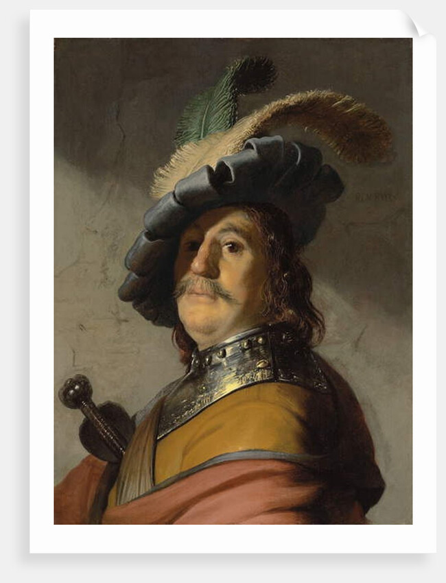 A man in a gorget and cap by Rembrandt Harmensz. van Rijn