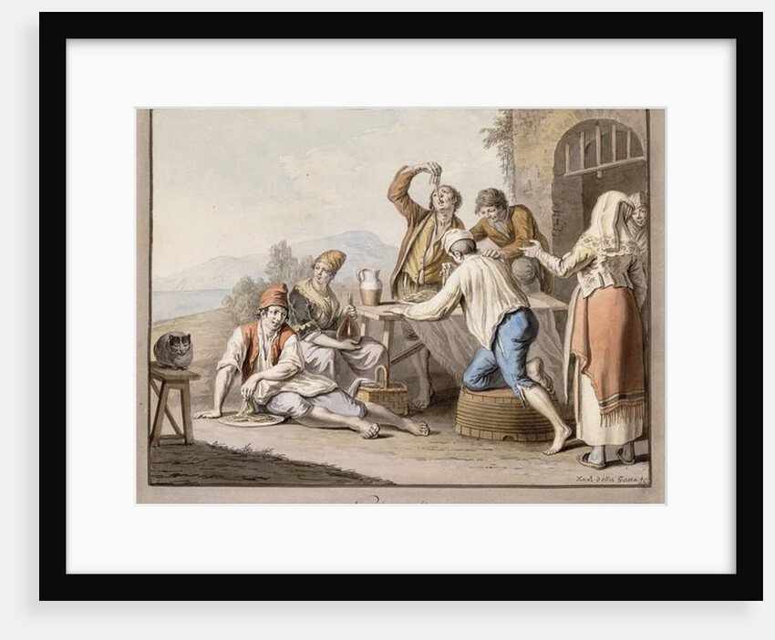 Neopolitans Eating Macaroni; Napolitani Mangia maccaroni by Saviero Xavier della Gatta