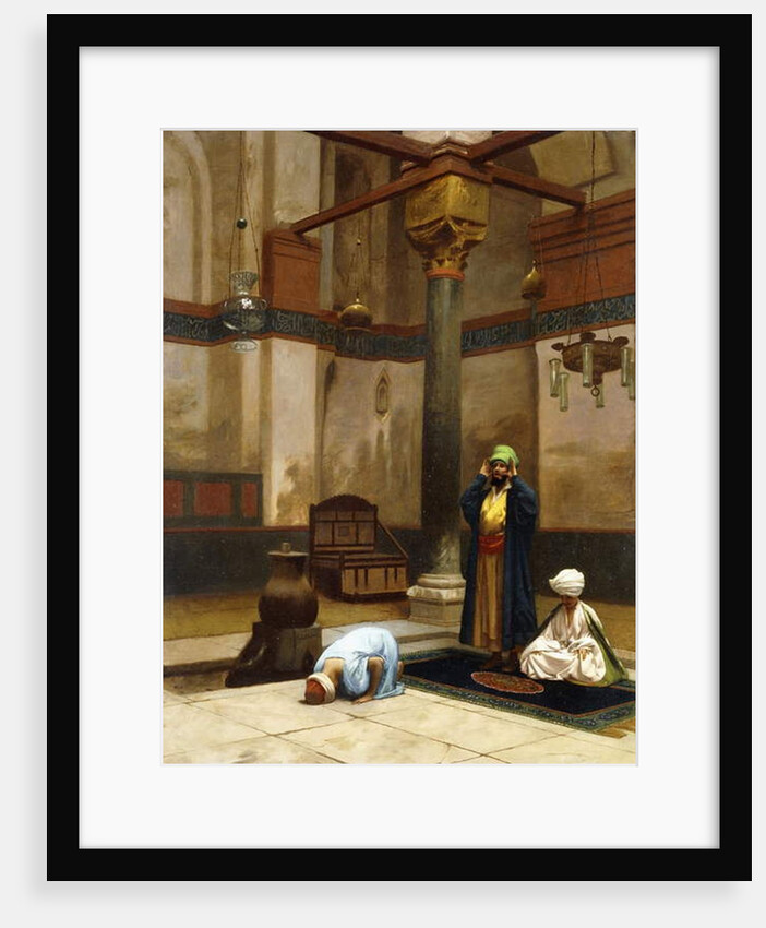 Three People Praying in the Corner Mosque; Trois Personnages Priant dans un Coin de Mosquee by Jean Leon Gerome