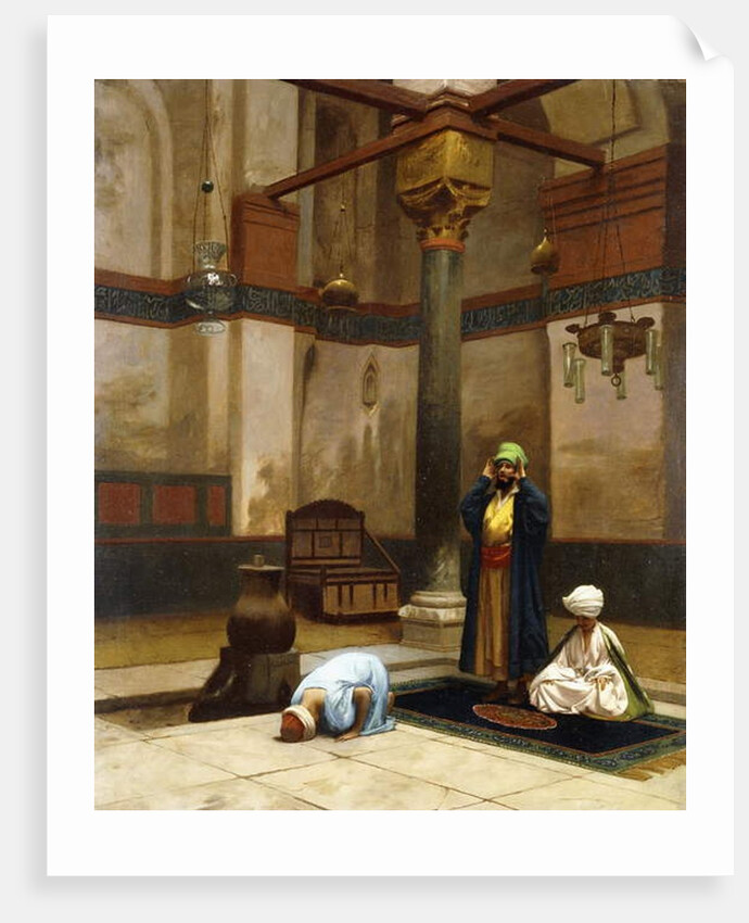 Three People Praying in the Corner Mosque; Trois Personnages Priant dans un Coin de Mosquee by Jean Leon Gerome