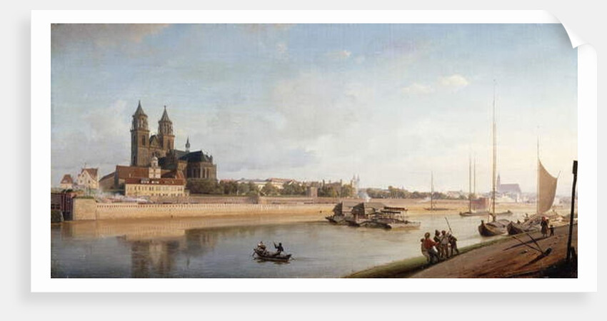 Magdeburg on the banks of the River Elbe - View from the East to the West; Magdeburg an der Elbe; Ansicht von Ost nach West, 1853 by Johann Philipp Eduard Gartner
