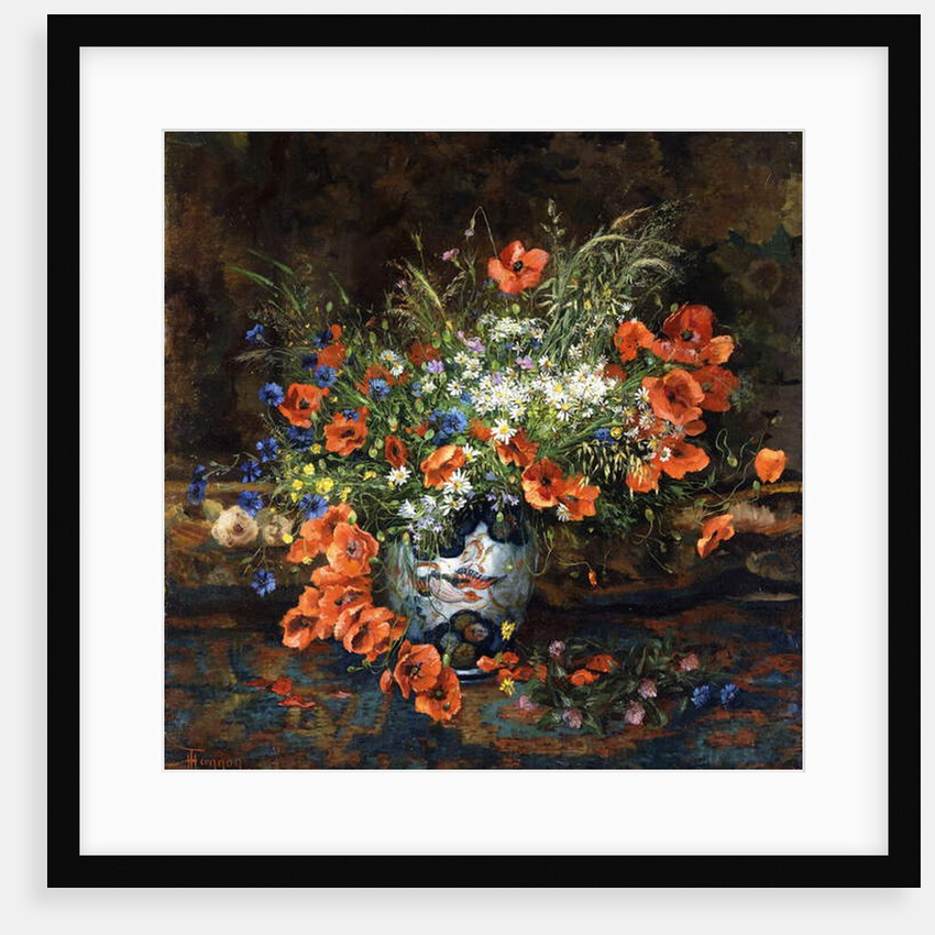 Poppies, Daisies, Buttercups and other Flowers in a Japanese Imari Vase by Theodore Hannon