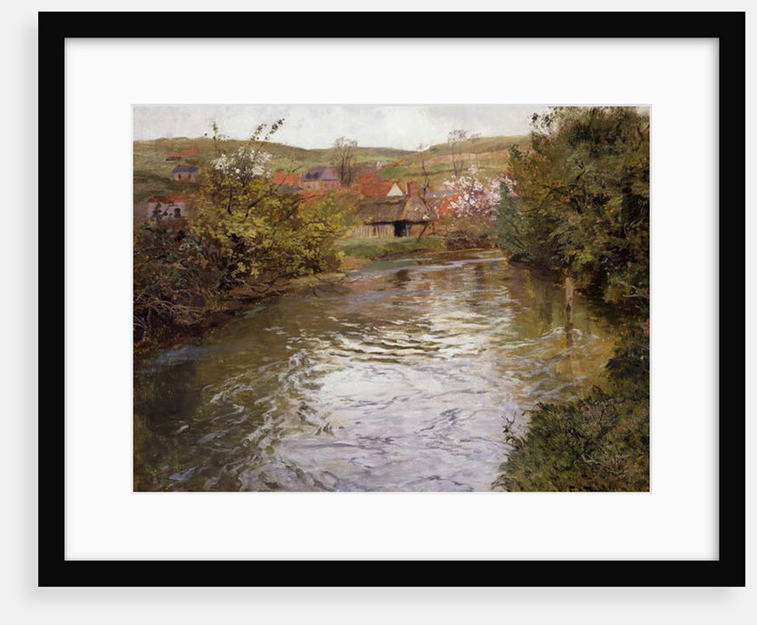Farmhouses on the Banks of a Stream by Fritz Thaulow