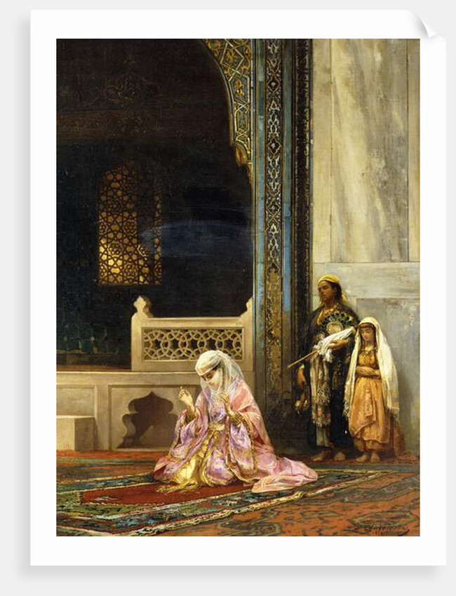 A Turkish Lady Praying in the Green Mosque, Bursa, 1878 by Stanislaus von Chlebowski