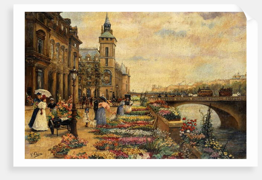 A Flower Market on the Seine by Ulpiano Checa y Sanz