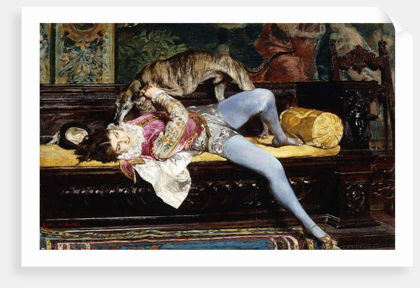 A Young Page, Playing with a Greyhound by Giovanni Boldini